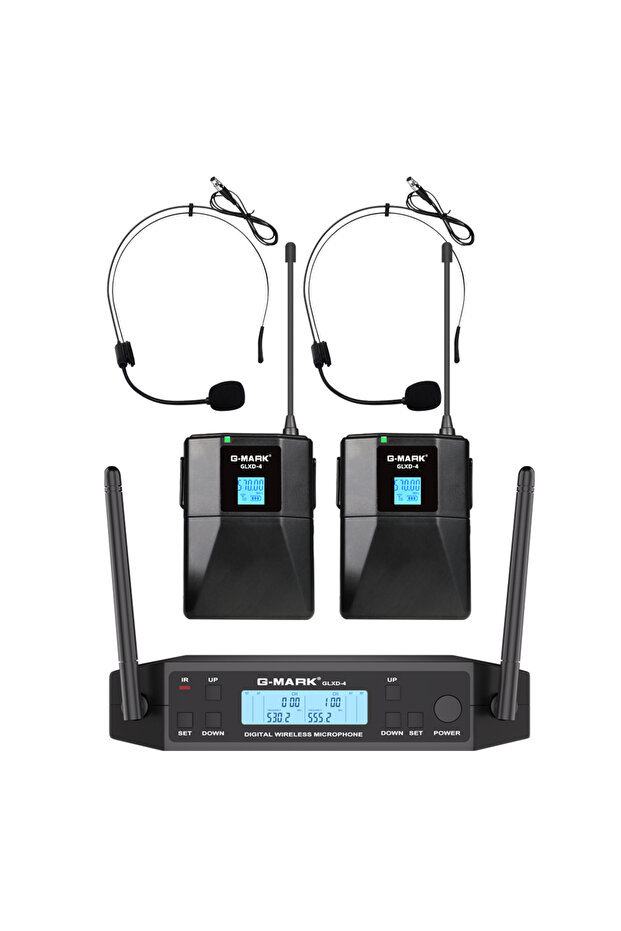 ميكروفون لافالير لاسلكي احترافي G-MARK GD1.4 UHF مع سماعة رأس ومشبك للجسم، طراز 2Headset-EU