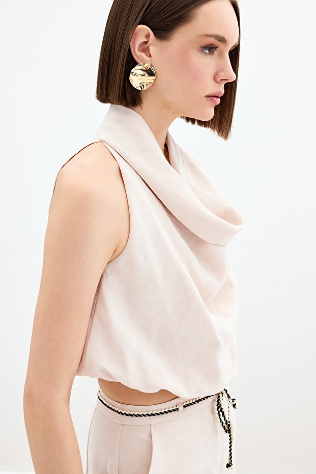 Degaje Yaka Bluz - Bej - 8