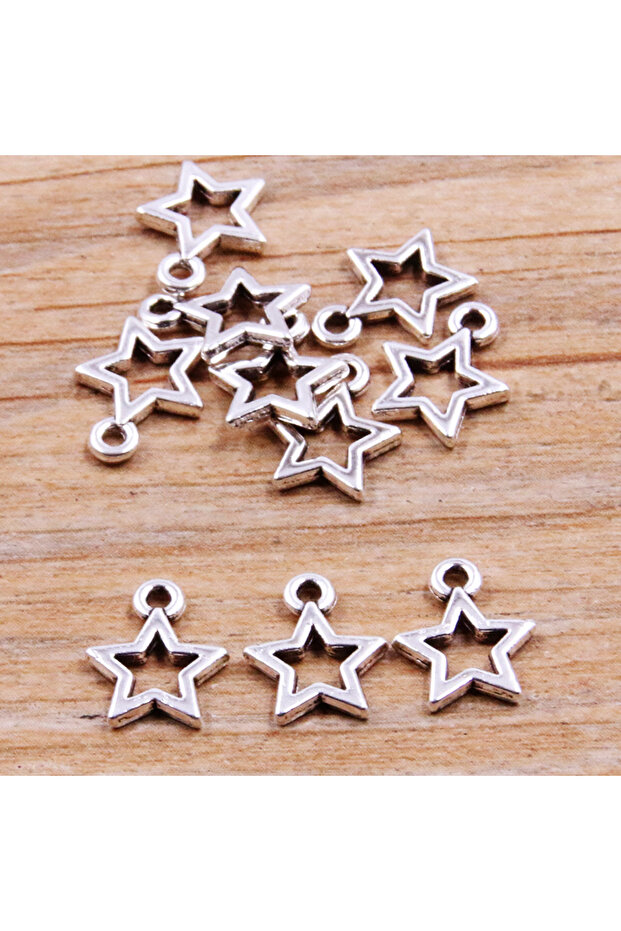 Star 100Pcs 2 Styles Plated Hollow Moon Star Pendant DIY Natural Charm Necklace Bracelet Crafts Make