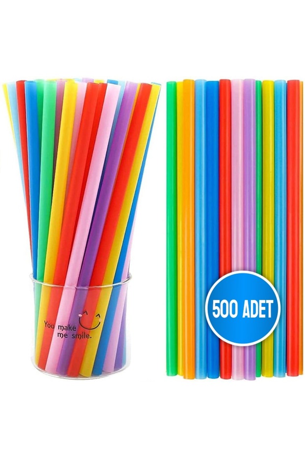 Tek Kullanımlık Renkli Pipet Frozen Soğuk, Sıcak Içecek Için, 500 Adet/paket - 1