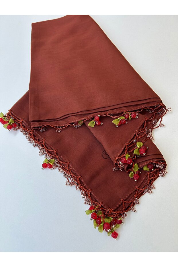 Handmade Cherry Embroidery Writing Edge Beaded Cheesecloth Handcrafted Embroidery 100X100Cm 4 Edges Embroidered