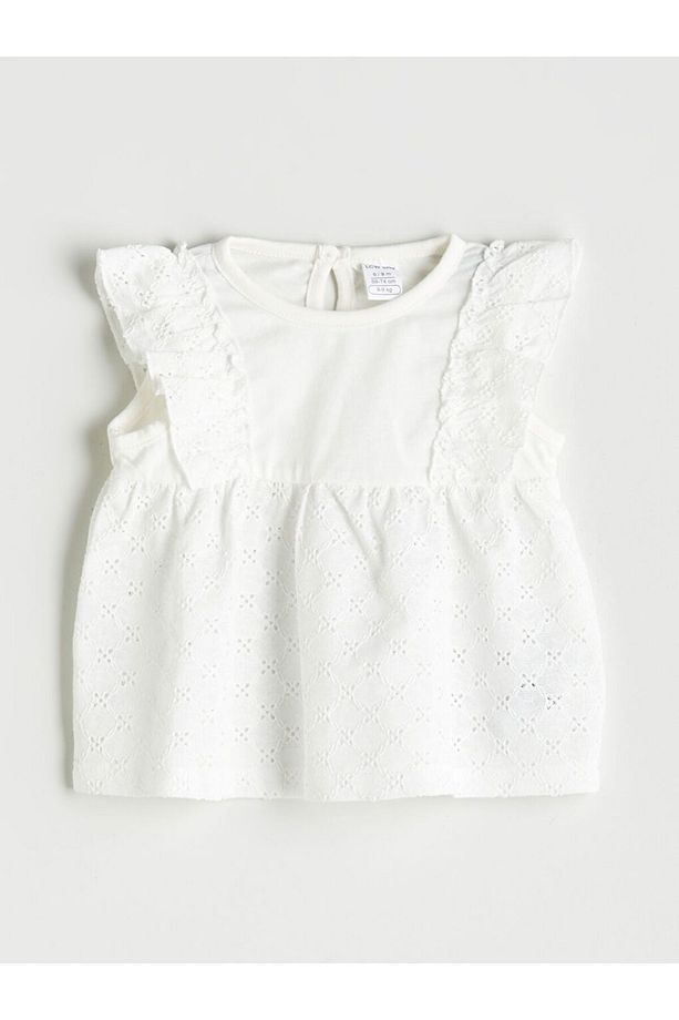 LCW baby Pamuklu Fırfırlı Kız Bebek Bluz ve Kapri 2'li - 2