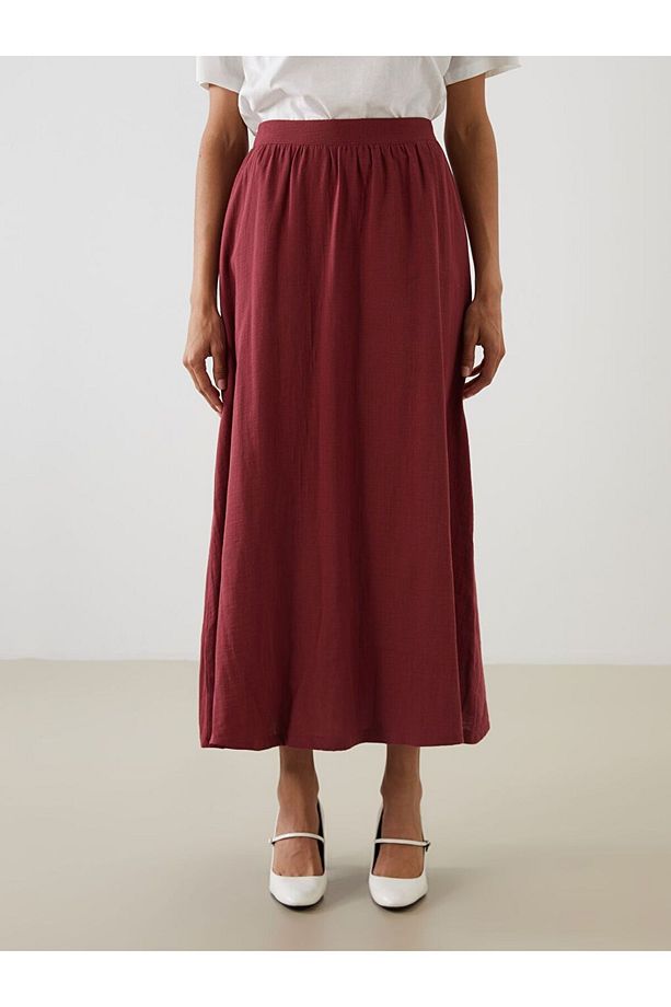 LCW Modest Beli Lastikli Müslin Kloş Etek - 2