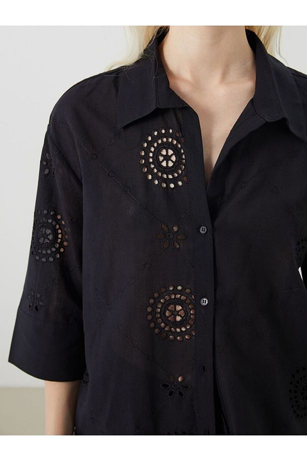 LCW Vision Ajurlu Oversize Kadın Gömlek - 3