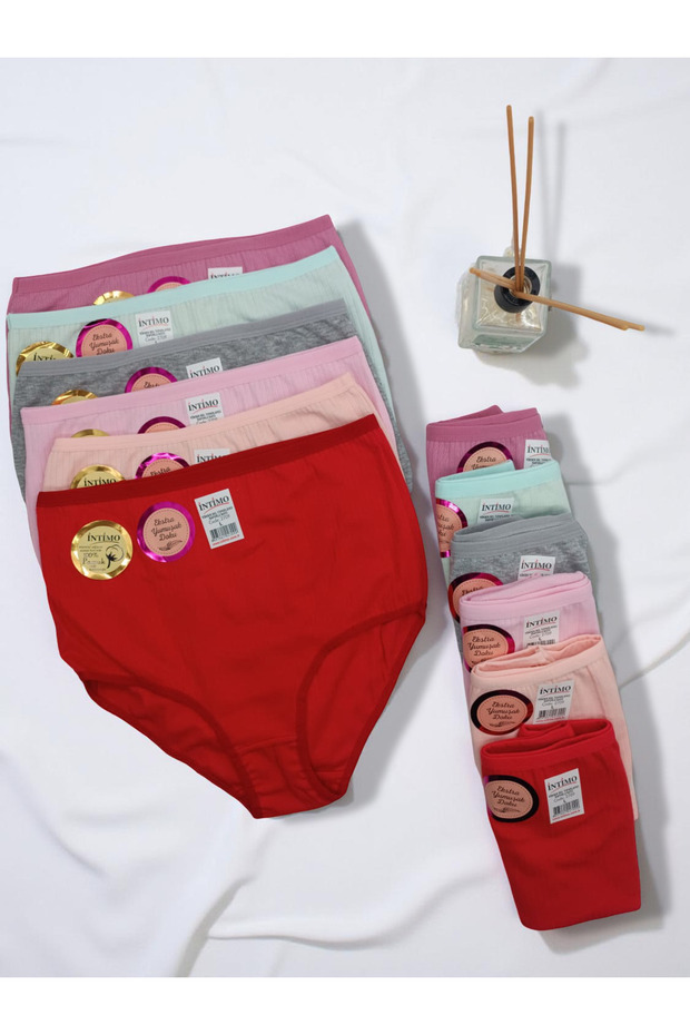 100% Cotton Women's High Waist Lifting Reported Bato Panties 12 Pack