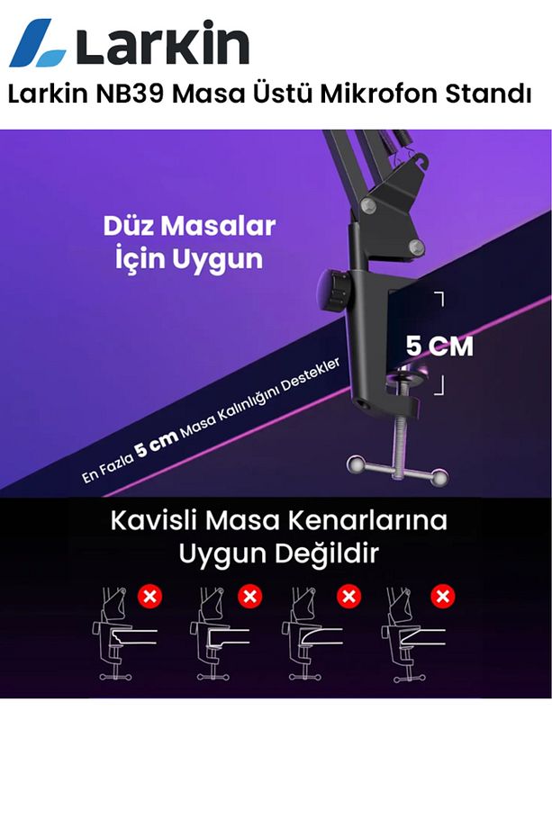 NB39 Demir Masa Üstü Mikrofon Standı (35x35cm) - 6