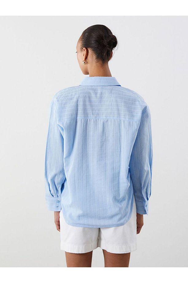 LCW Vision Dokulu Oversize Kadın Gömlek - 4