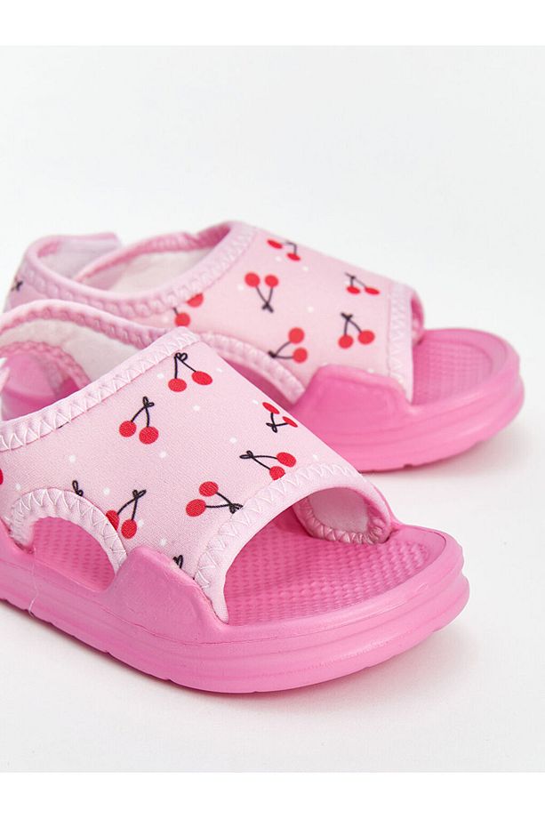 LCW STEPS Pembe Kiraz Baskılı Cırt Cırtlı Kız Bebek Sandalet - 3