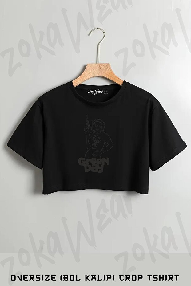 Green Day Printed Oversize Crop T-Shirt