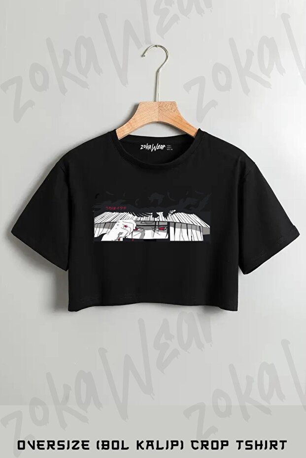 Uchiha Itachi Naruto V4 Printed Oversize Crop T-Shirt