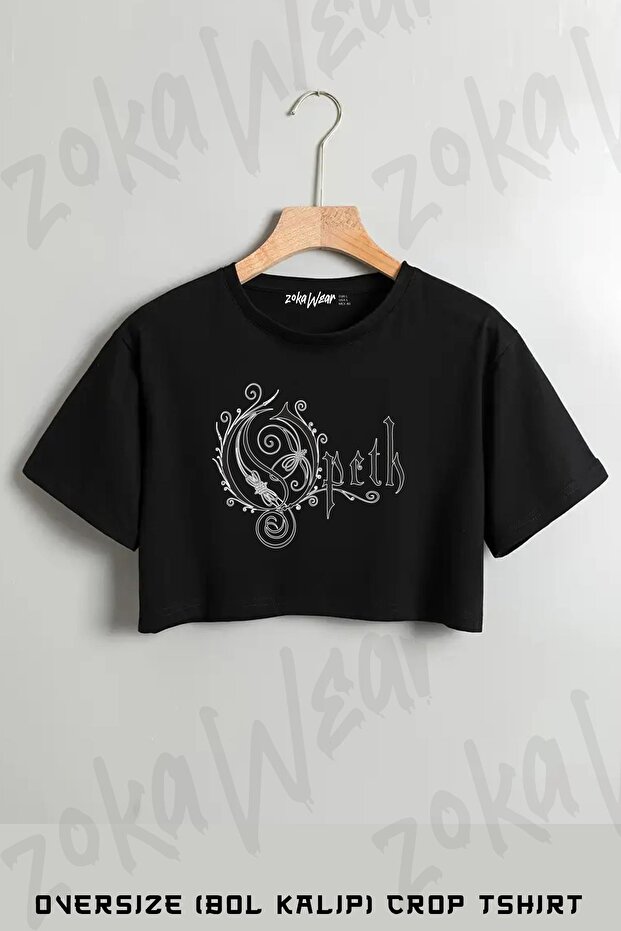 Opeth Logo Printed Oversize Crop T-Shirt