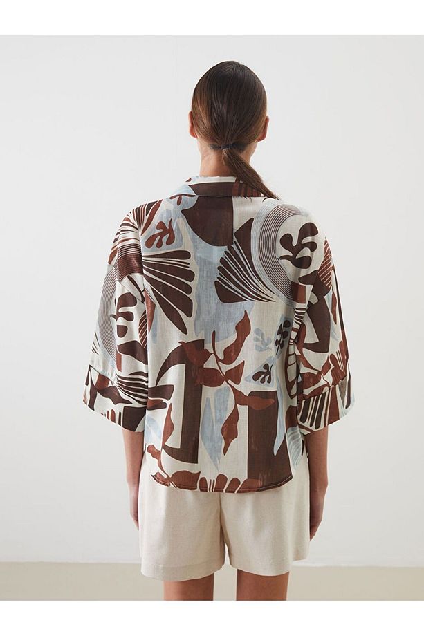 LCW Vision Desenli Oversize Kadın Gömlek - 4