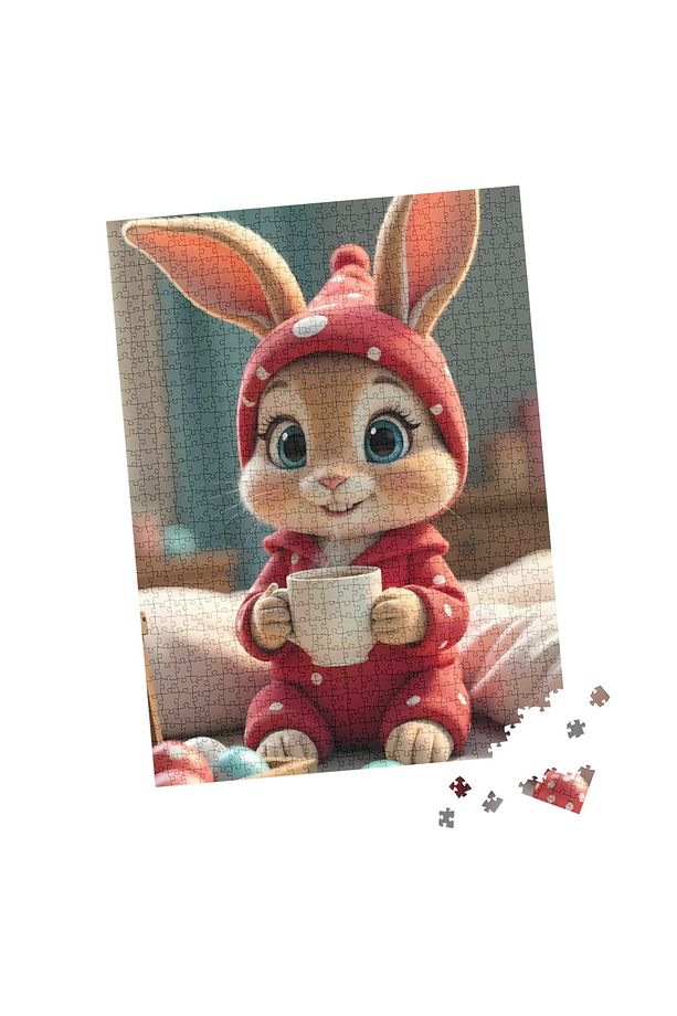 100 Parça Puzzle Çift Tasarım Tek Kutu Sevimli Tavşan - 4