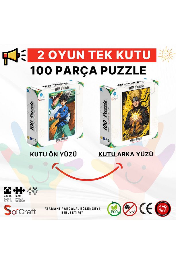 100 Parça Puzzle Çift Tasarım Tek Kutu Dövüş Sanatları - 3