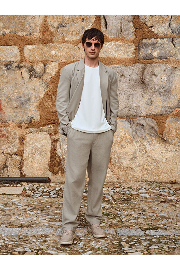 Esvab • Modern & Distinctive Standard Fit Linen Blend Men's Trousers