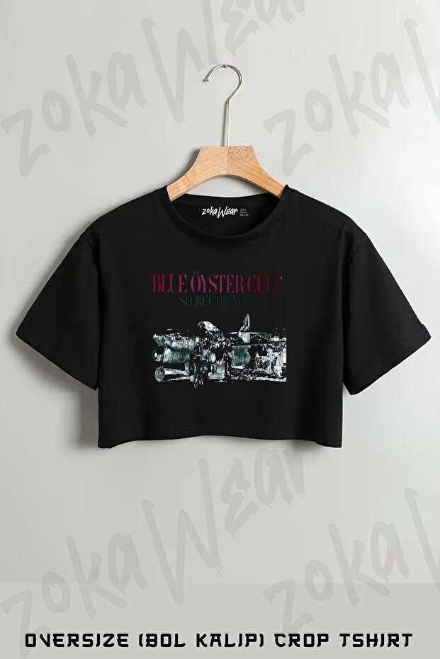Blue Oyster Cult Secret Printed Oversize Crop T-Shirt