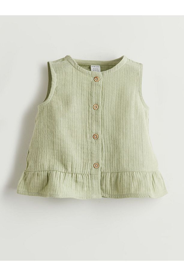 Yeni Sezon Bisiklet Yaka Muslin Kiz Bebek Bluz ve Sort 2'li - S5J965Z1 - 2