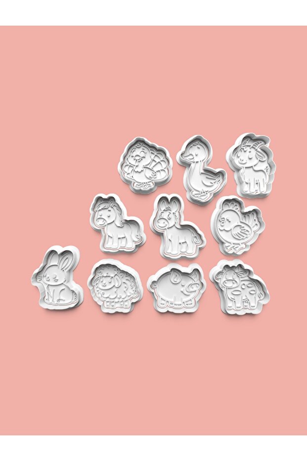Farm Animals Cookie Mold and Sugar Dough Mold Set of 10 0540-Set