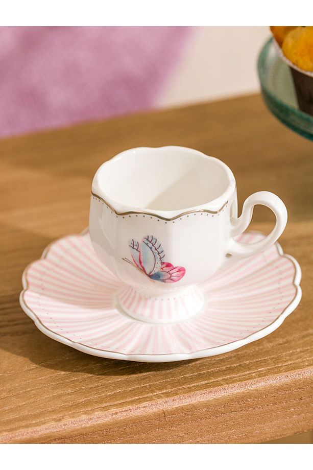LCW HOME Kelebek Baskılı 2 Kişilik Porselen Kahve Fincan Takımı 80 Ml - 2
