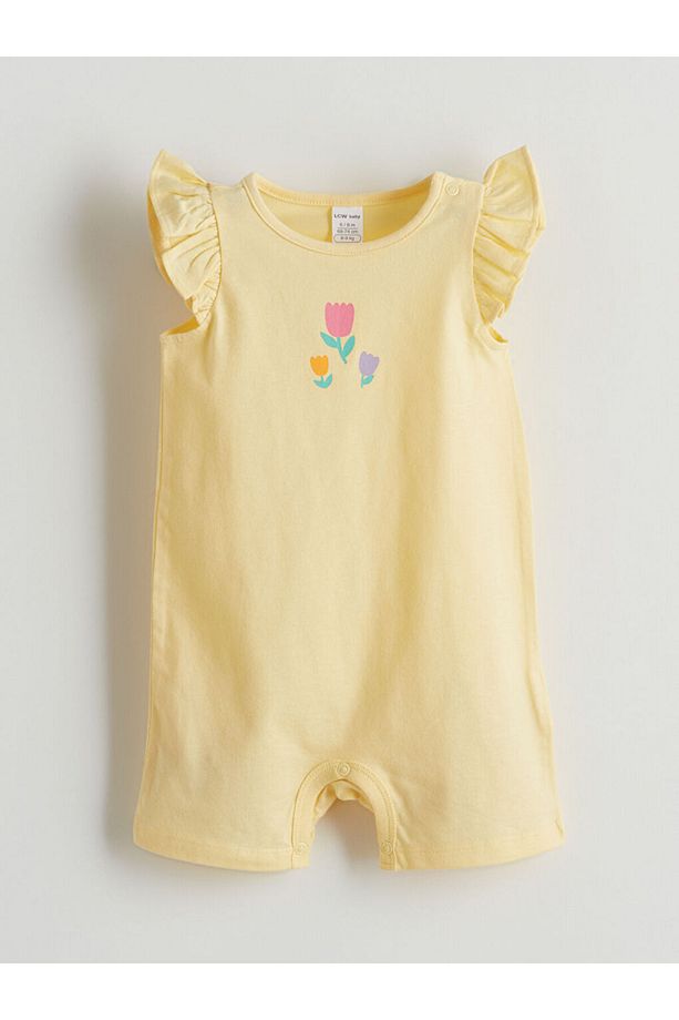 LCW Çiçekli Kız Bebek Penye Tulum 3'lü Fast Moda - 2