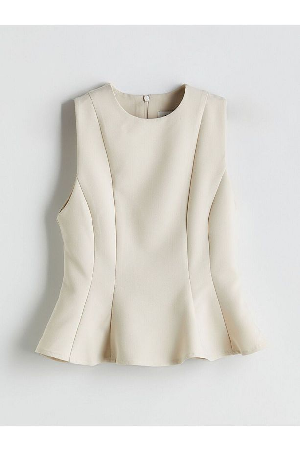 LCW Vision Bisiklet Yaka Peplum Bluz - 5