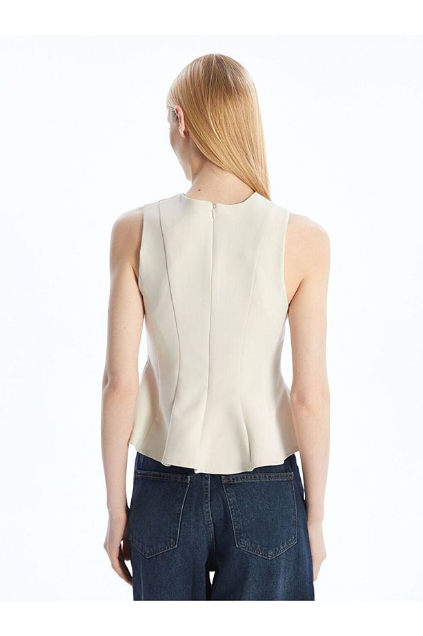LCW Vision Bisiklet Yaka Peplum Bluz - 4