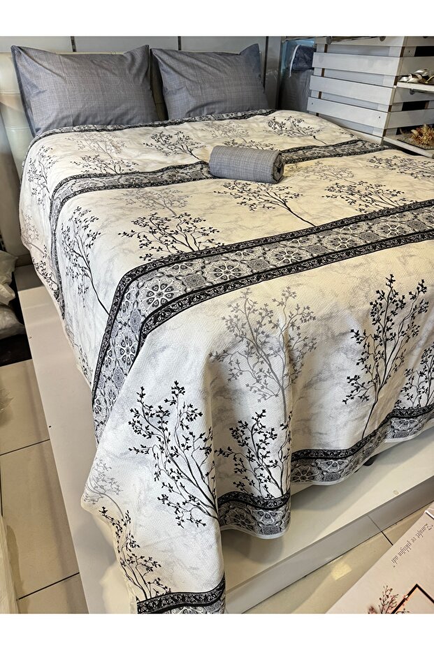 Border Patterned Sheet Elastic Single Pique Set - 5