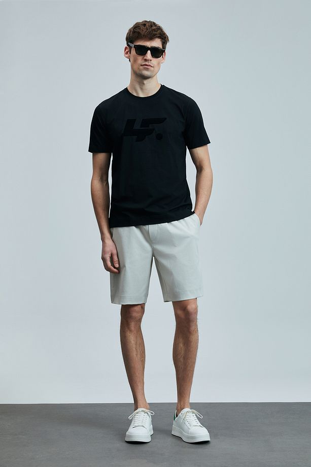 LUFİAN Onıx Modern Grafik T- Shirt Siyah - 4