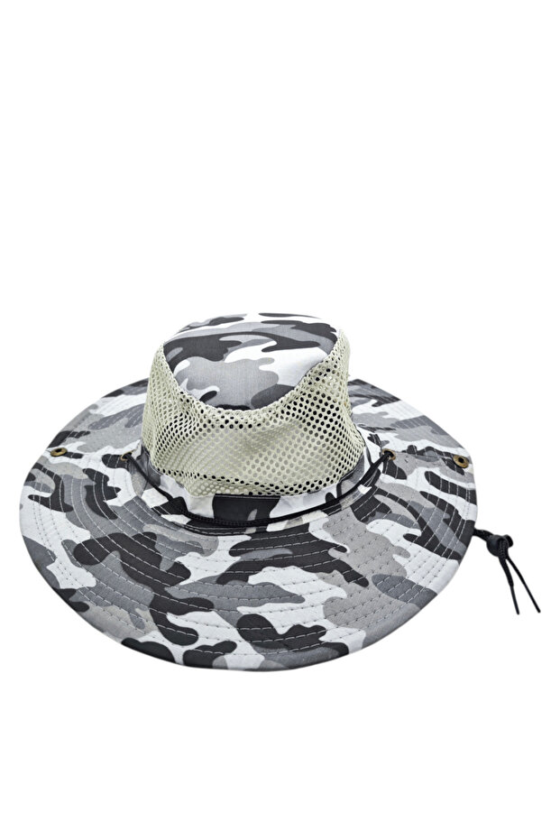 Mesh Camouflage Fetter Hat – Wide Brim, Uv Protection, Adjustable Outdoor Hat |   Fafatara