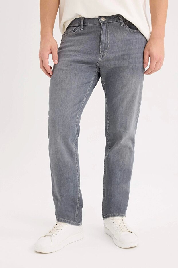 B7349 Gray Sergio Regular Fit Normal Waist Pipe Leg Jean Trousers