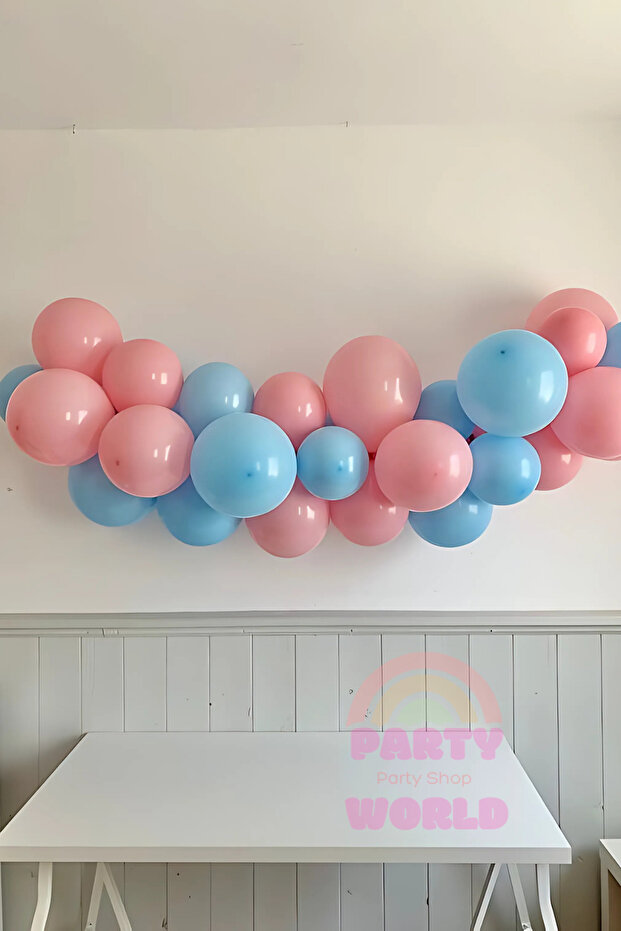 20-Piece Gender Party Balloon Chain Set – Pink & Blue with 5 Meter Chain