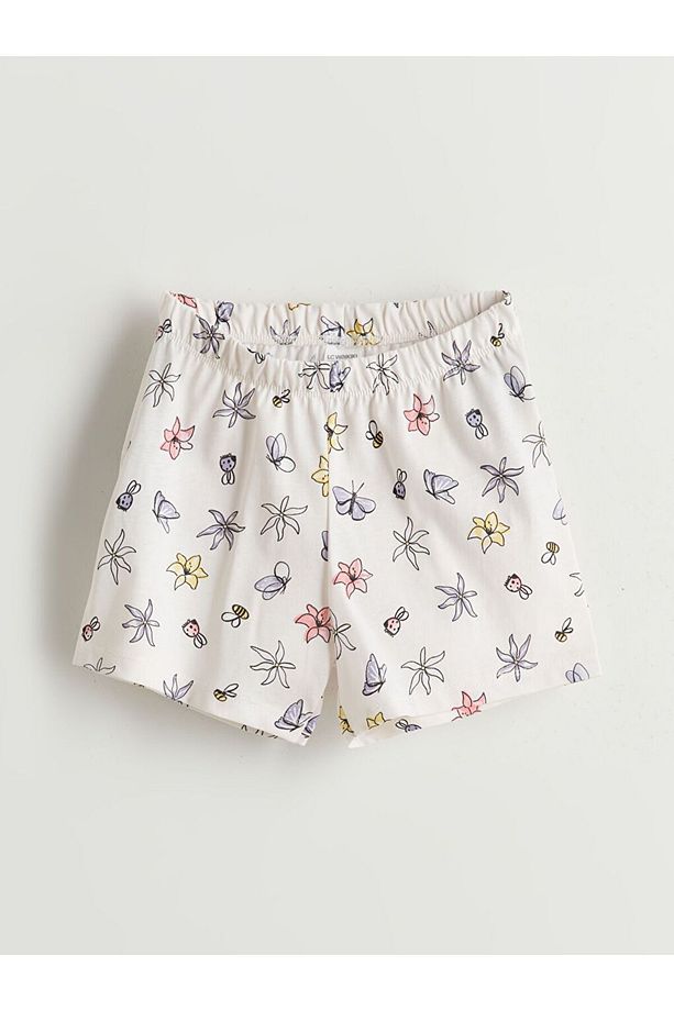 LCW Kids Çiçekli Kız Çocuk Şortlu Pijama Takım - 4