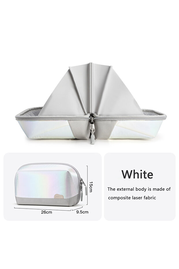 WHITE Cable Storage Bag Waterproof Digital Electronic Organizer Portable USB Data Line Charger Plug