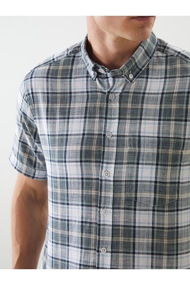 LCWAIKIKI Classic Regular Fit Kısa Kollu Ekose Erkek Gömlek - 3