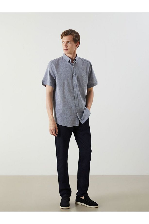 LCWAIKIKI Classic Regular Fit Keten Karışımlı Erkek Gömlek - 2