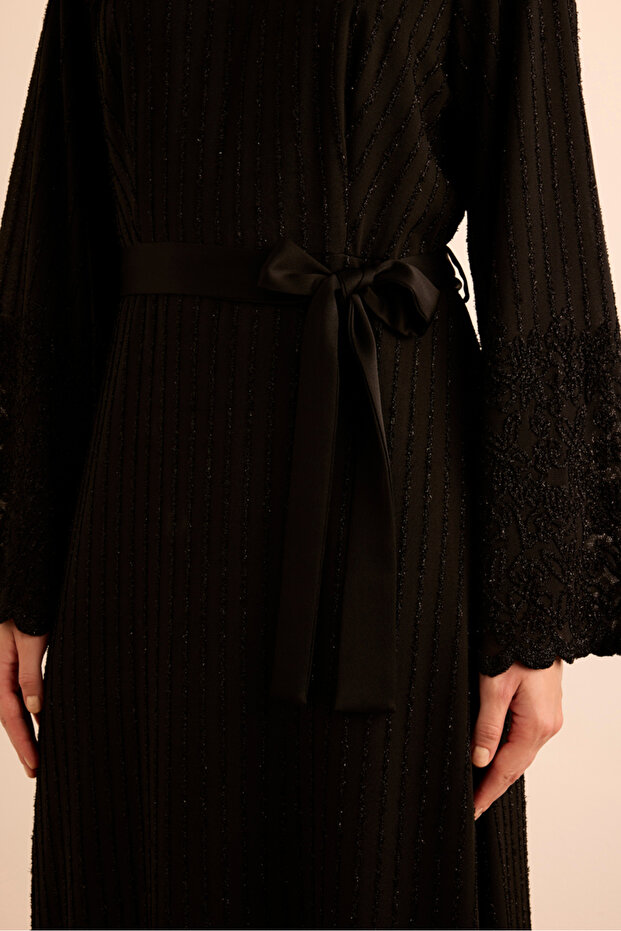 Örme Simli Tül Elbise - 5