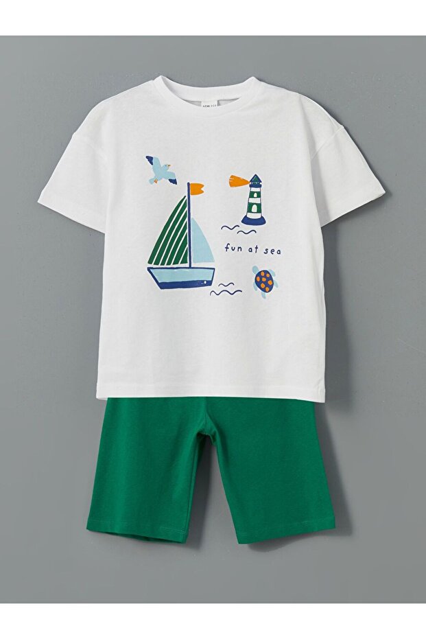 LCW ECO Baskılı Erkek Çocuk Tişört ve Şort 2'li - 1