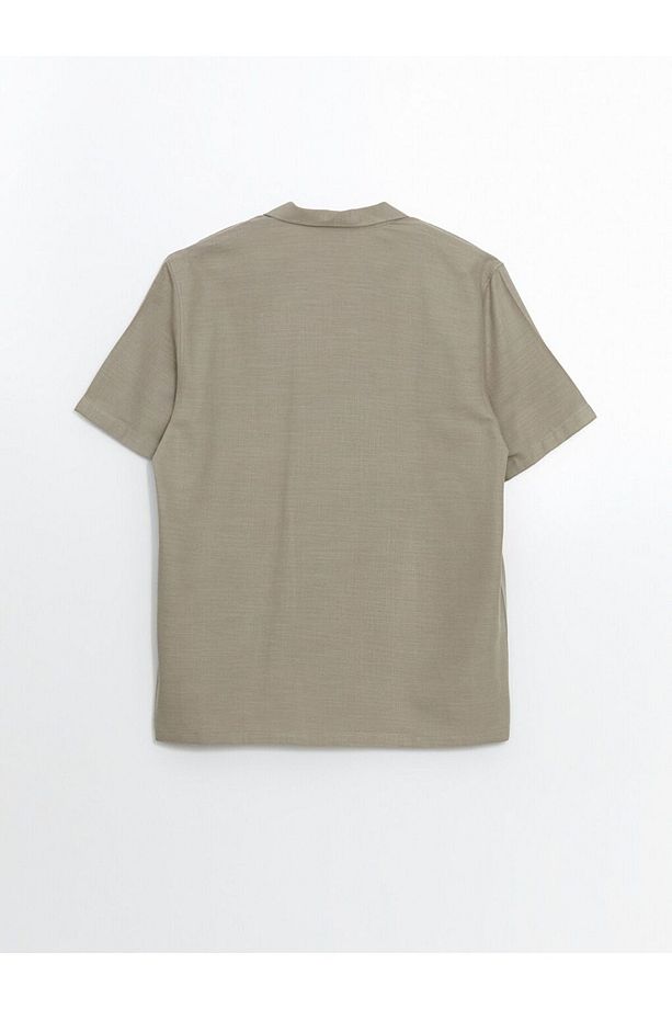 LCW Vision Regular Fit Kısa Kollu Keten Görünümlü Erkek Gömlek - 6