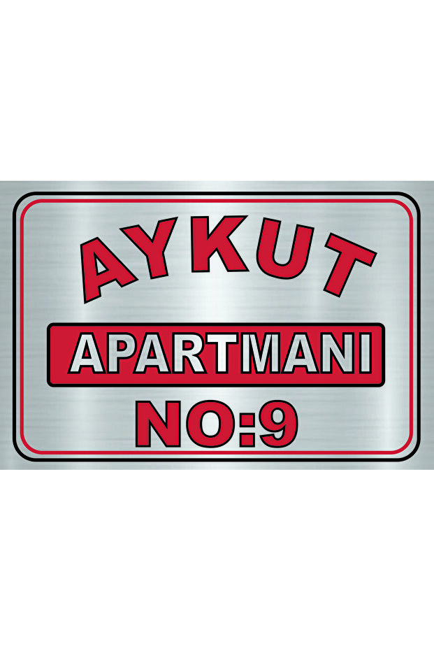 Silver Apartment Sign Silver Metal 20 X 30 cm Medium with Double Sided Tape