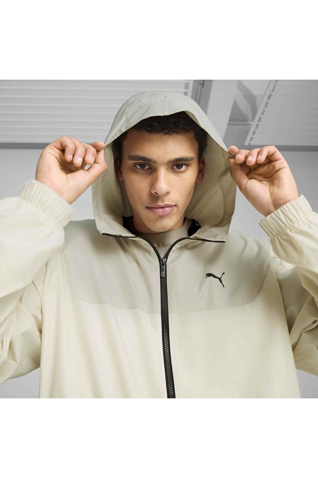 Essentials Regular Чоловіча бежева куртка з капюшоном - 4