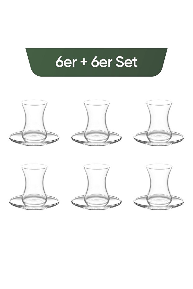Set of 6 Tea Cups + 6 Saucers, LAV, Demet Model, 135 ml, 12 Pieces 6 Cups + 6 Saucers - 4