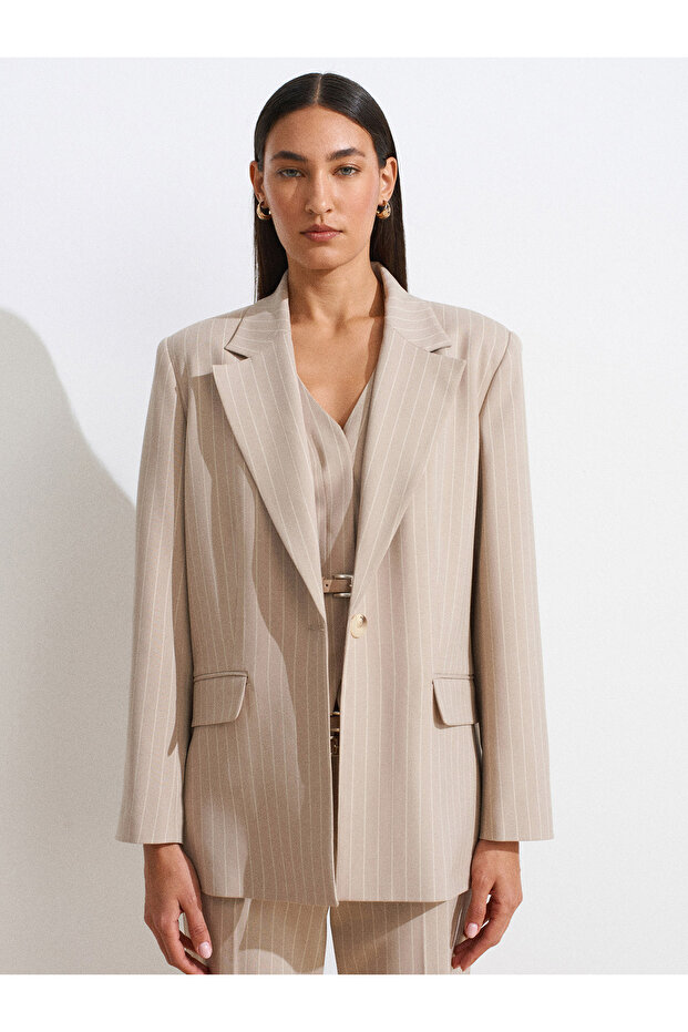 60768 Blazer Ceket-Bej - 1