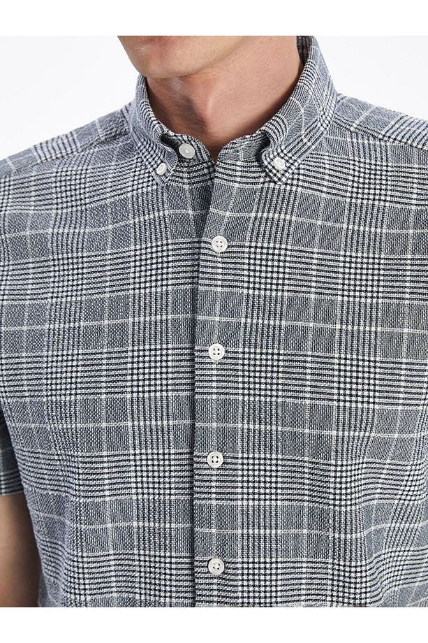 LCWAIKIKI Classic Regular Fit Kısa Kollu Ekose Poplin Erkek Gömlek - 3