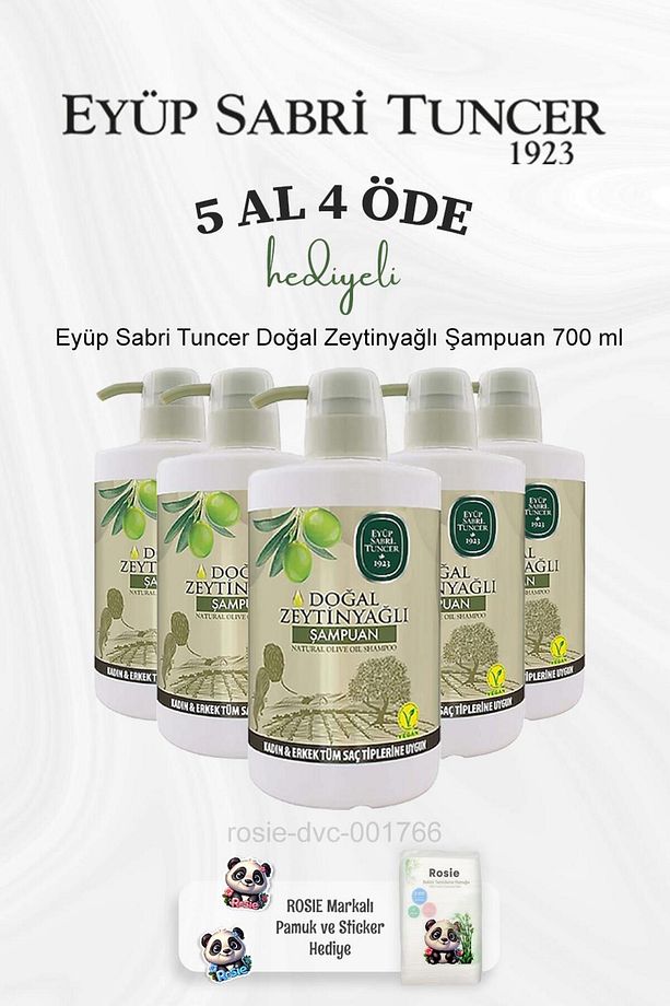 Doğal Zeytinyağlı Şampuan 700 ml 5 Al 4 Öde ve Rosie Pamuk - 1