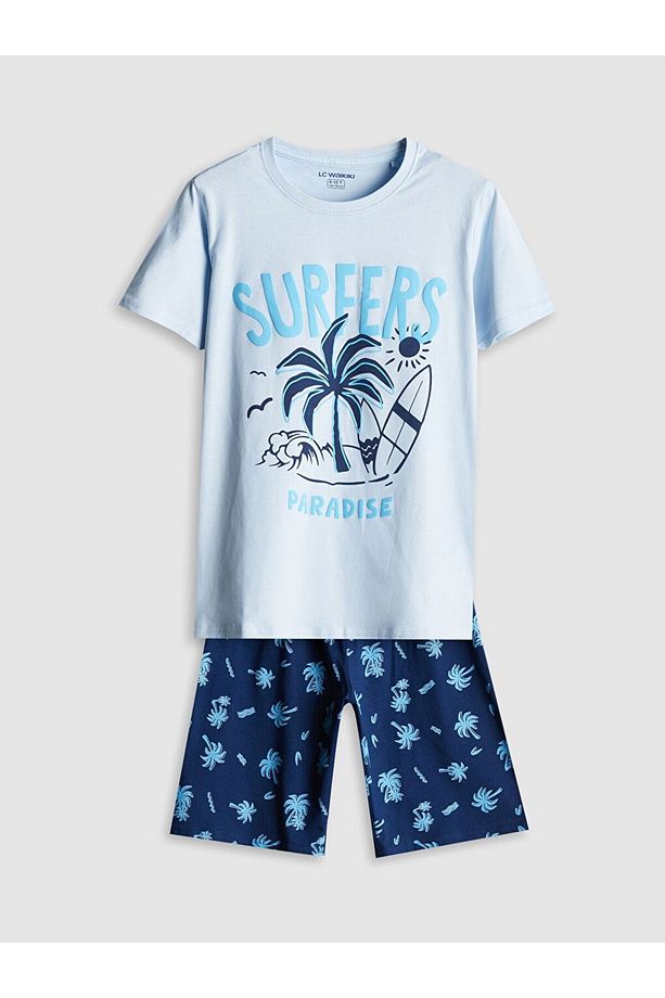 LCW Kids Bisiklet Yaka Erkek Çocuk Şortlu Pijama Takımı - 1