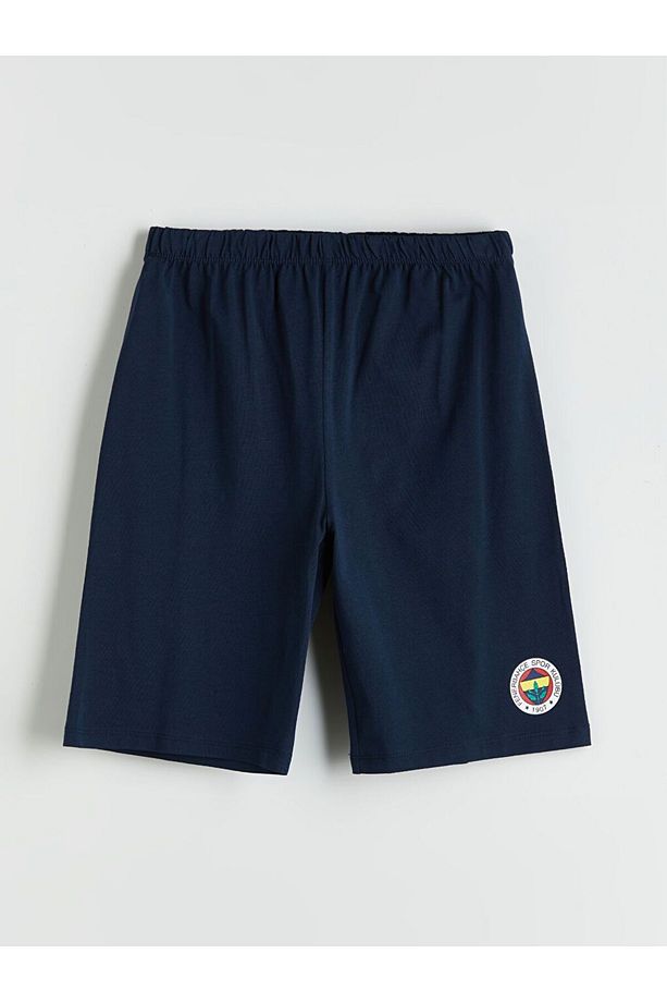 LCW Kids Bisiklet Yaka Fenerbahçe Baskılı Erkek Çocuk Şortlu Pijama Takımı - 4