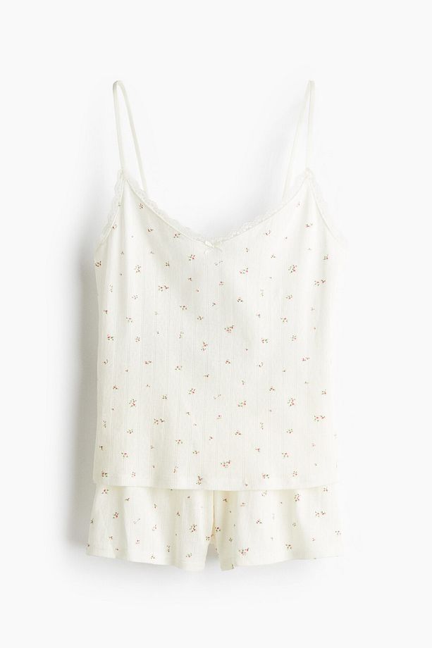 Pamuklu ve Delik Desenli Pijama Takımı - 5