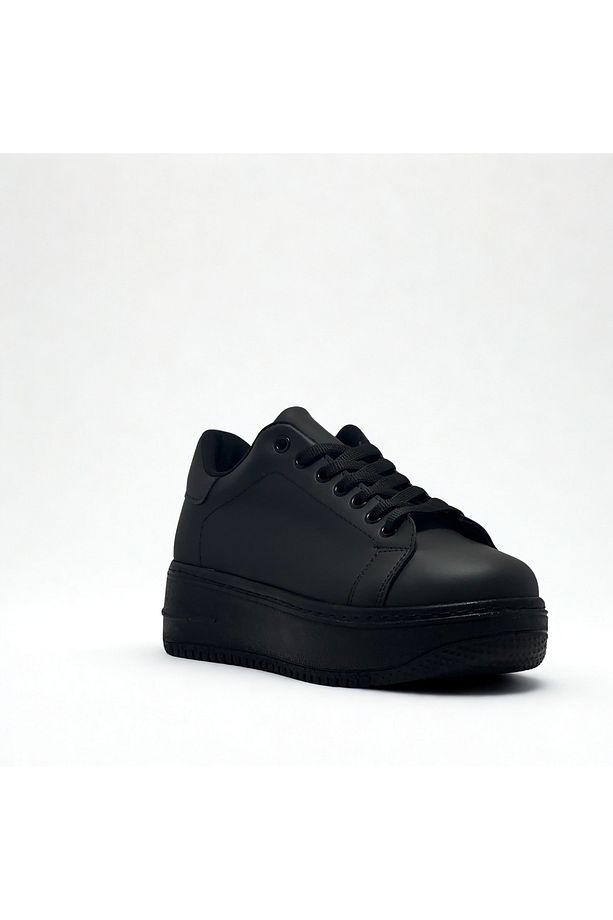 Kadın Siyah Kalın Yüksek Topkulu Kaliteli Spor Sneaker Ayakkabı- Rahat Taban - 3