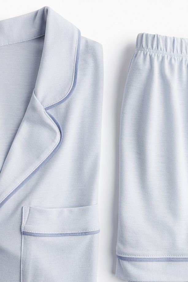 Gömlek ve Şortlu Pijama Takımı - 5