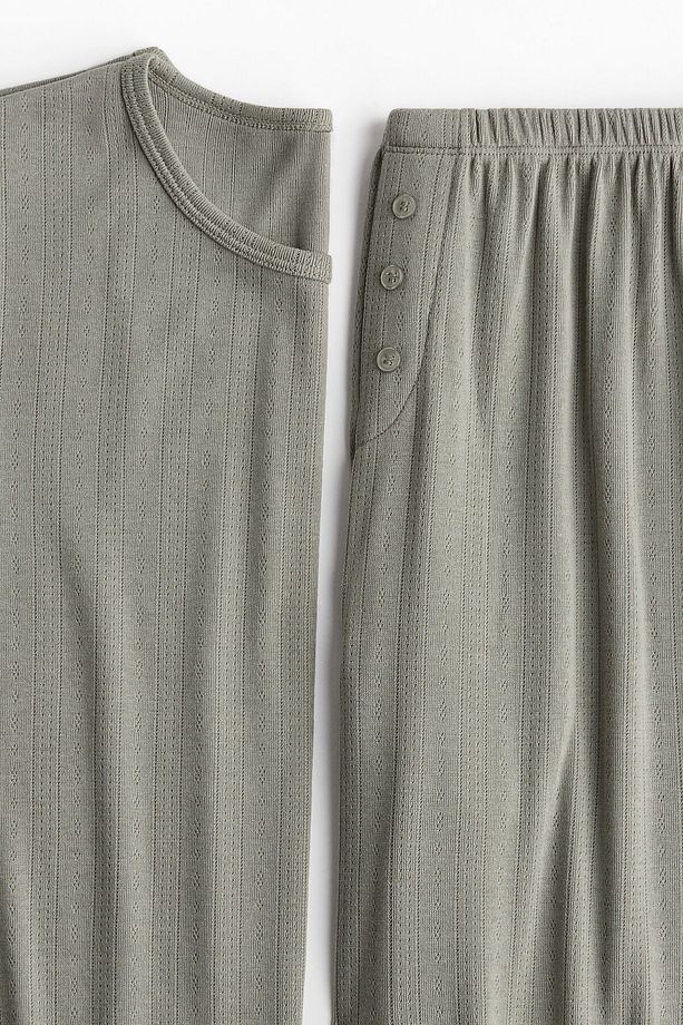Delik Desenli Jarse Pijama Takımı - 5
